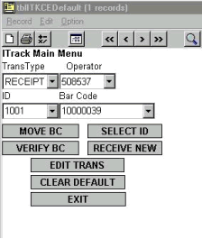 Handheld Database Application: Main Menu (Handheld)