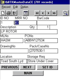 Handheld Database Application: Inventory Item Detail